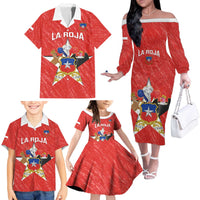 Custom Chile Football Family Matching Off The Shoulder Long Sleeve Dress and Hawaiian Shirt Vamos La Roja