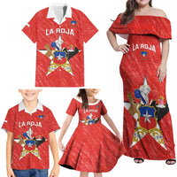 Custom Chile Football Family Matching Off Shoulder Maxi Dress and Hawaiian Shirt Vamos La Roja