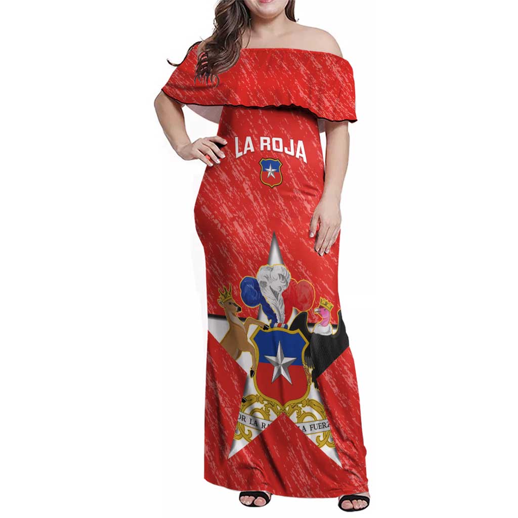 Custom Chile Football Family Matching Off Shoulder Maxi Dress and Hawaiian Shirt Vamos La Roja