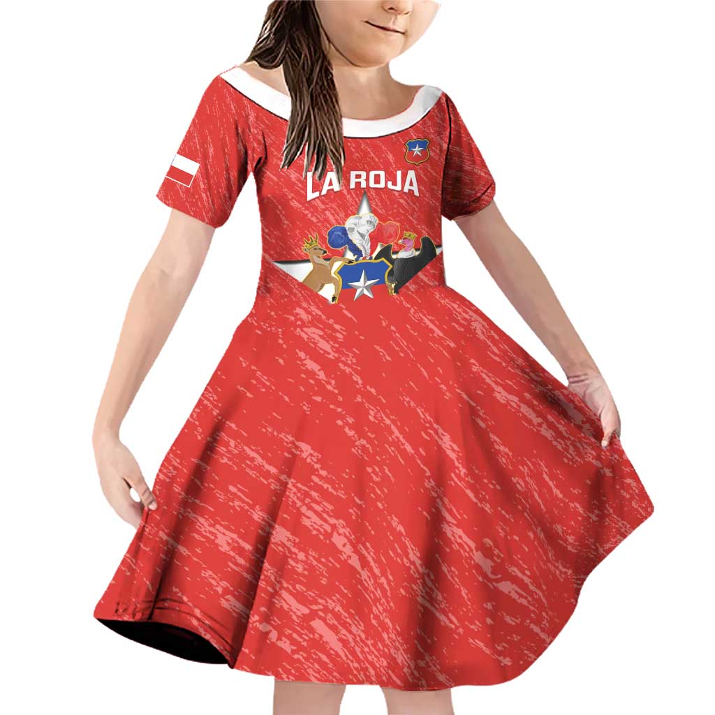Custom Chile Football Family Matching Off Shoulder Short Dress and Hawaiian Shirt Vamos La Roja