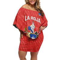 Custom Chile Football Family Matching Off Shoulder Short Dress and Hawaiian Shirt Vamos La Roja