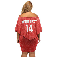 Custom Chile Football Family Matching Off Shoulder Short Dress and Hawaiian Shirt Vamos La Roja