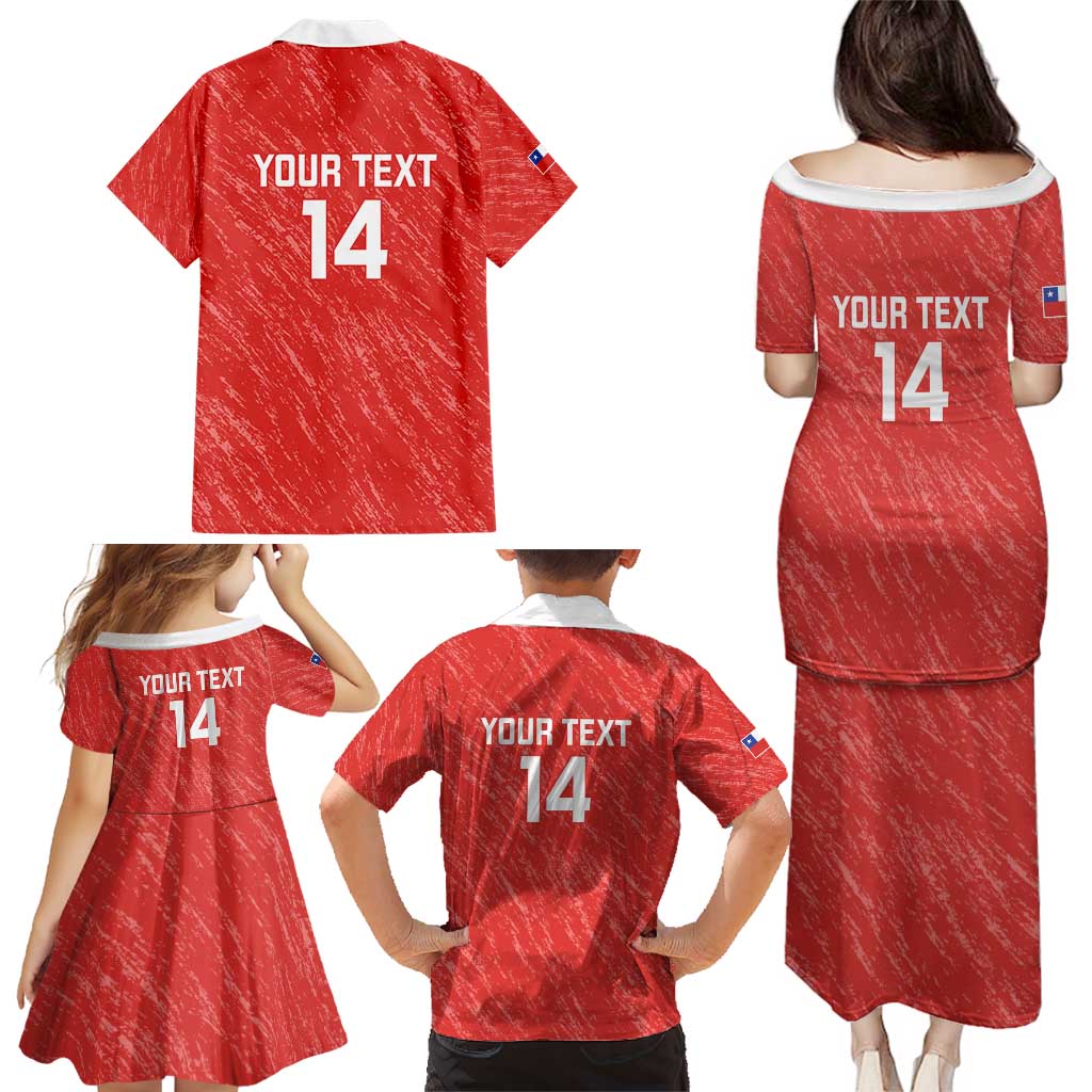 Custom Chile Football Family Matching Puletasi and Hawaiian Shirt Vamos La Roja