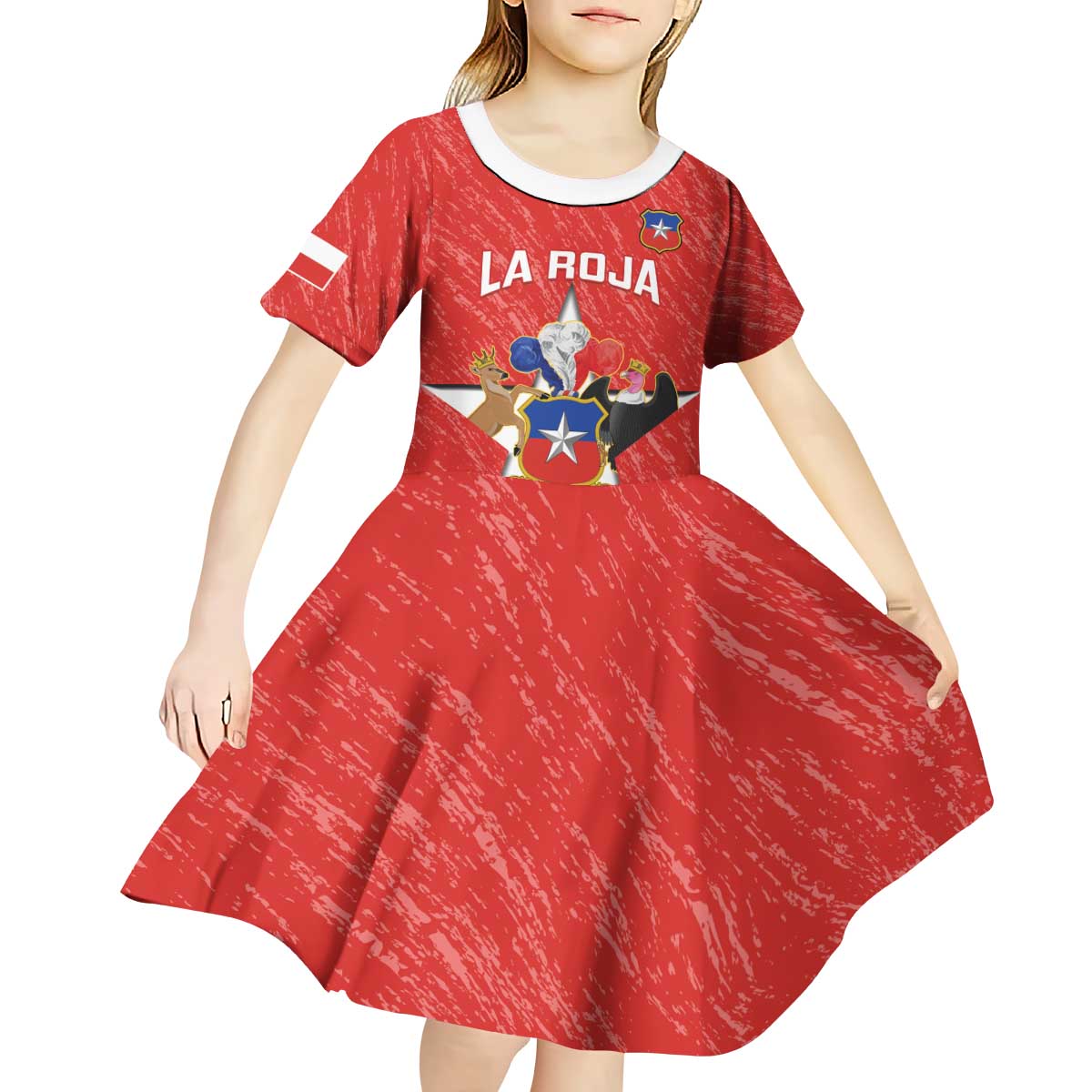 Custom Chile Football Kid Short Sleeve Dress Vamos La Roja