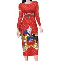 Custom Chile Football Long Sleeve Bodycon Dress Vamos La Roja