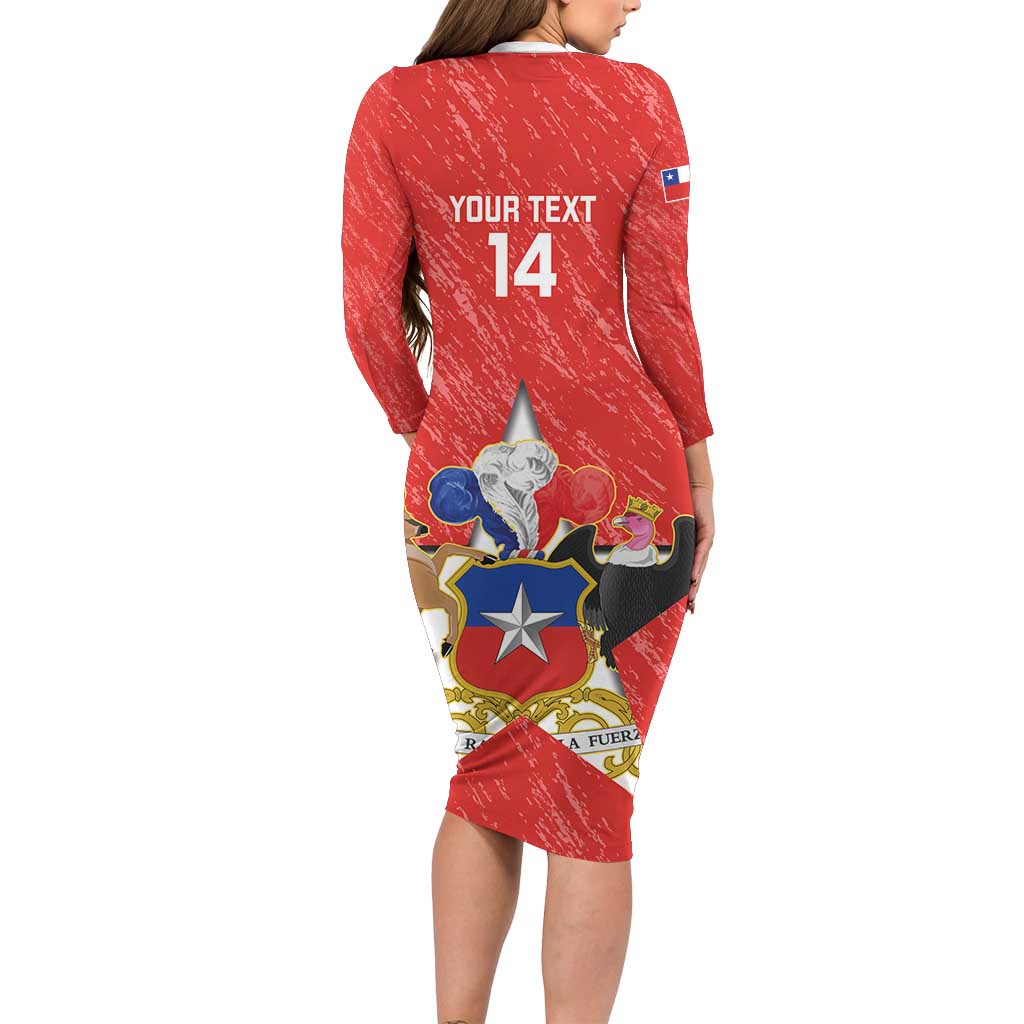 Custom Chile Football Long Sleeve Bodycon Dress Vamos La Roja