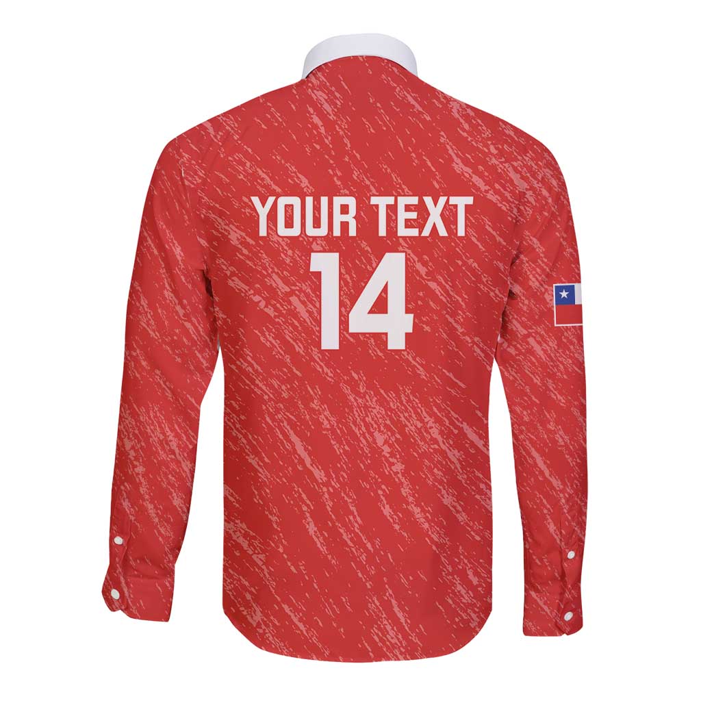 Custom Chile Football Long Sleeve Button Shirt Vamos La Roja