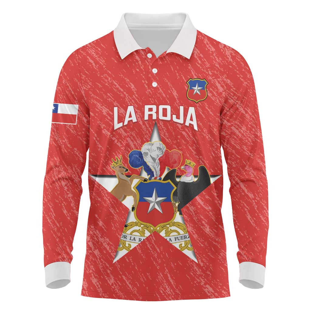 Custom Chile Football Long Sleeve Polo Shirt Vamos La Roja