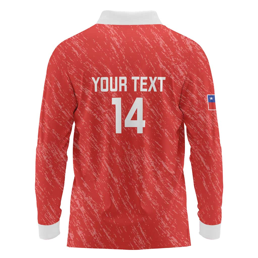 Custom Chile Football Long Sleeve Polo Shirt Vamos La Roja