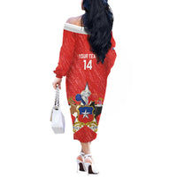 Custom Chile Football Off The Shoulder Long Sleeve Dress Vamos La Roja