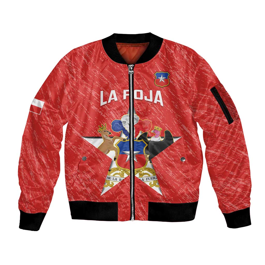 Custom Chile Football Sleeve Zip Bomber Jacket Vamos La Roja