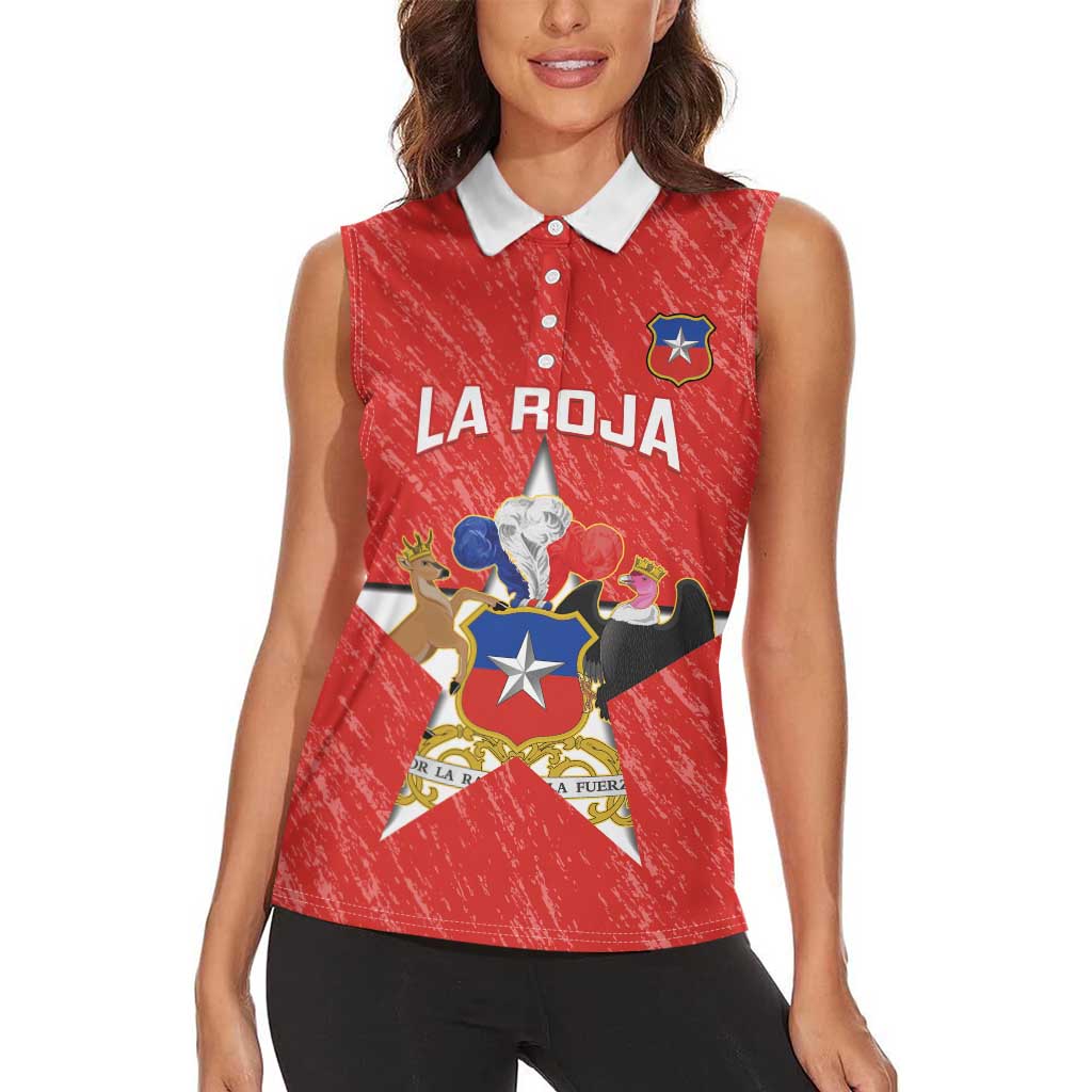 Custom Chile Football Women Sleeveless Polo Shirt Vamos La Roja