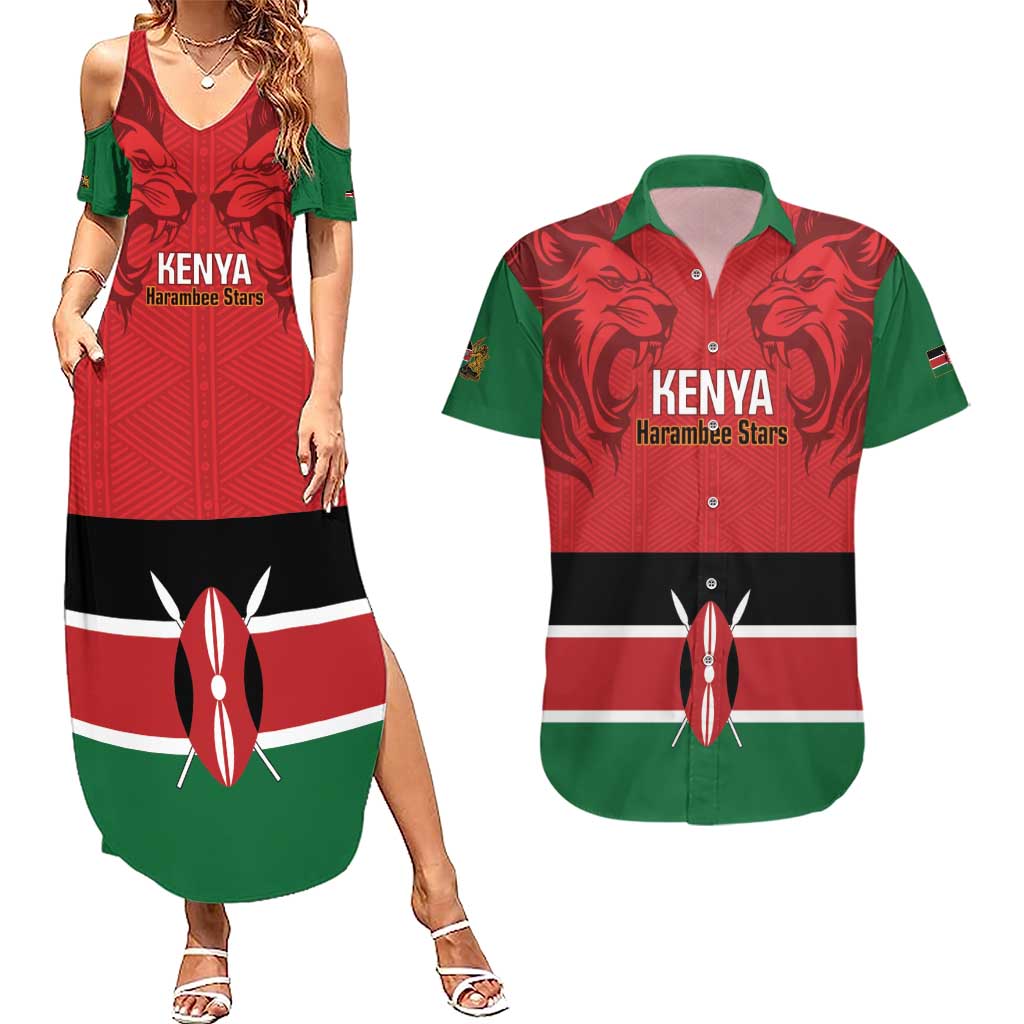 Custom Kenya Football Couples Matching Summer Maxi Dress and Hawaiian Shirt Come On Harambee Stars