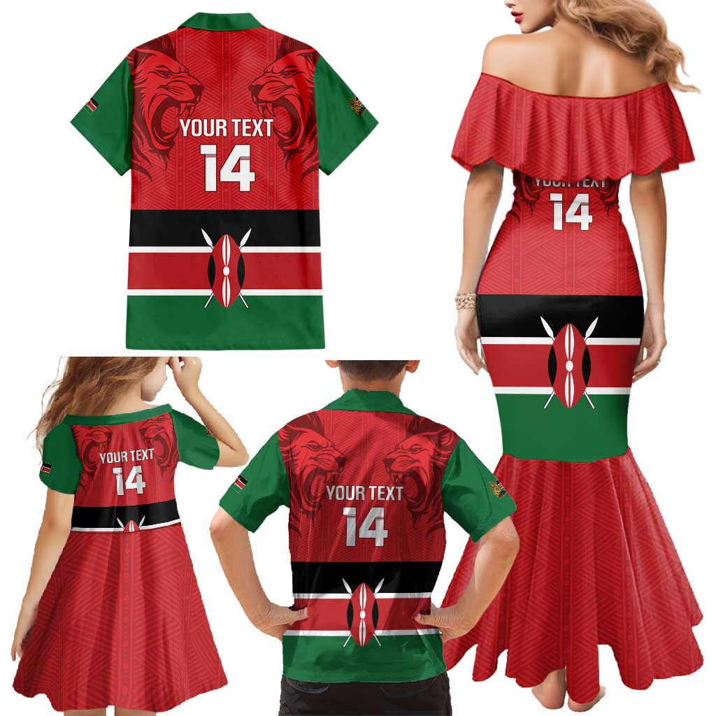 Custom Kenya Football Family Matching Mermaid Dress and Hawaiian Shirt Come On Harambee Stars