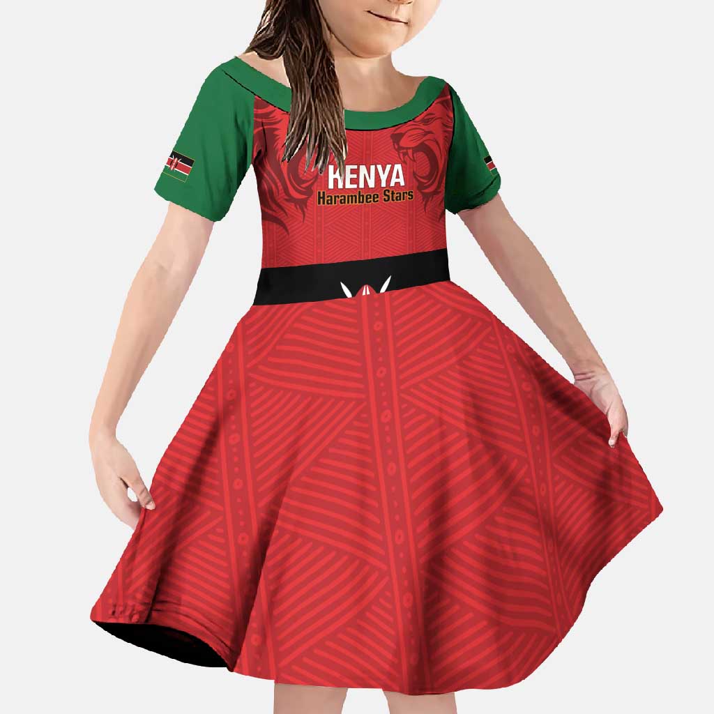Custom Kenya Football Family Matching Off Shoulder Maxi Dress and Hawaiian Shirt Come On Harambee Stars