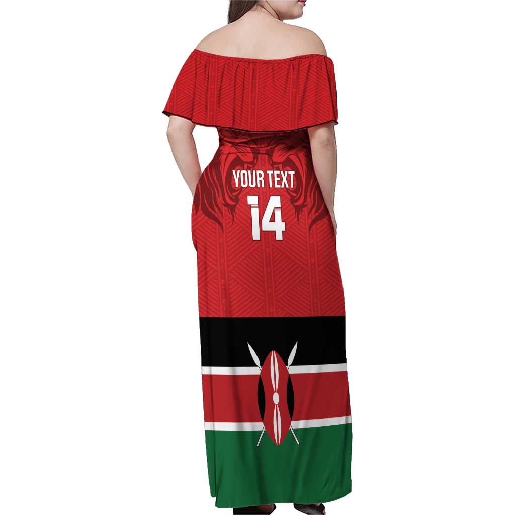 Custom Kenya Football Family Matching Off Shoulder Maxi Dress and Hawaiian Shirt Come On Harambee Stars