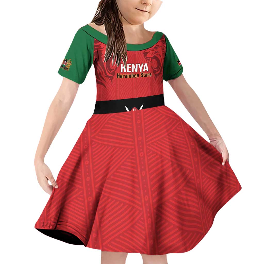 Custom Kenya Football Family Matching Off Shoulder Short Dress and Hawaiian Shirt Come On Harambee Stars