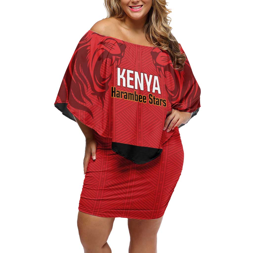 Custom Kenya Football Family Matching Off Shoulder Short Dress and Hawaiian Shirt Come On Harambee Stars