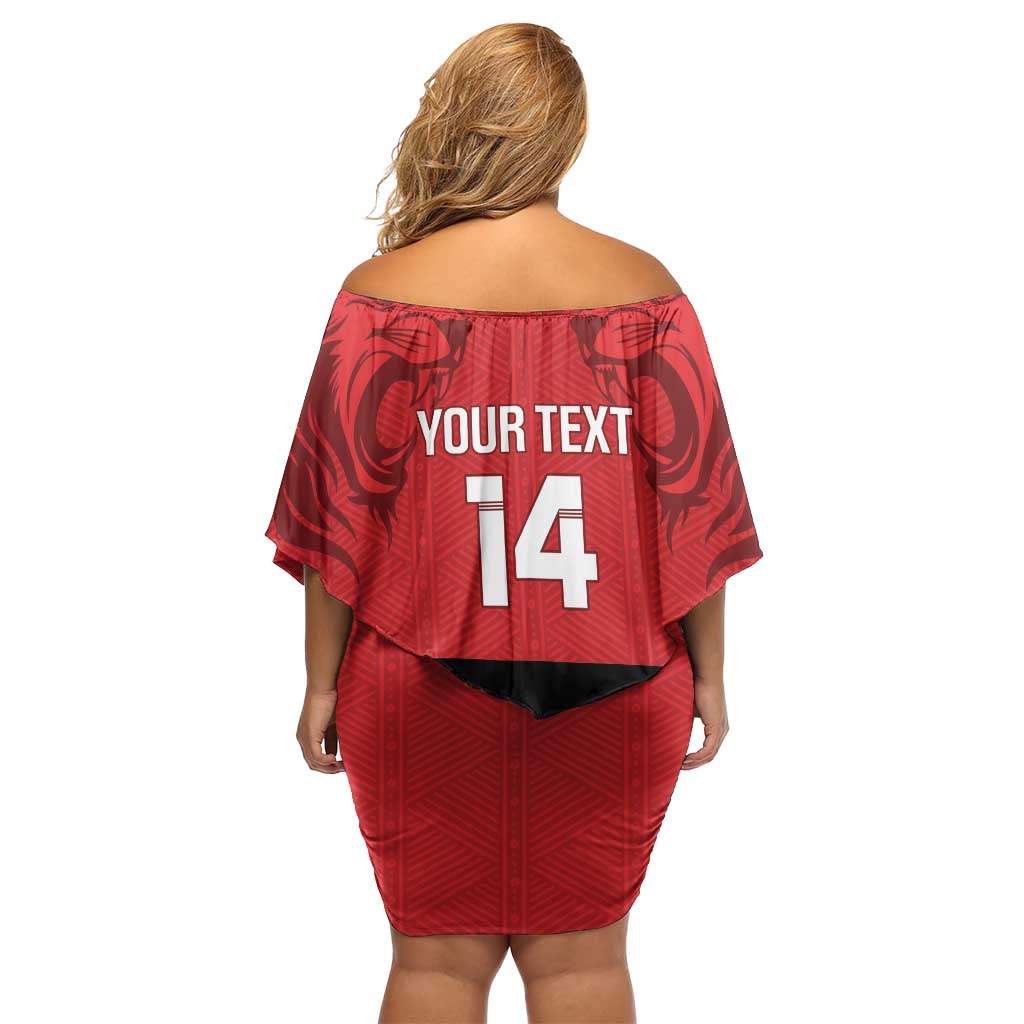 Custom Kenya Football Family Matching Off Shoulder Short Dress and Hawaiian Shirt Come On Harambee Stars