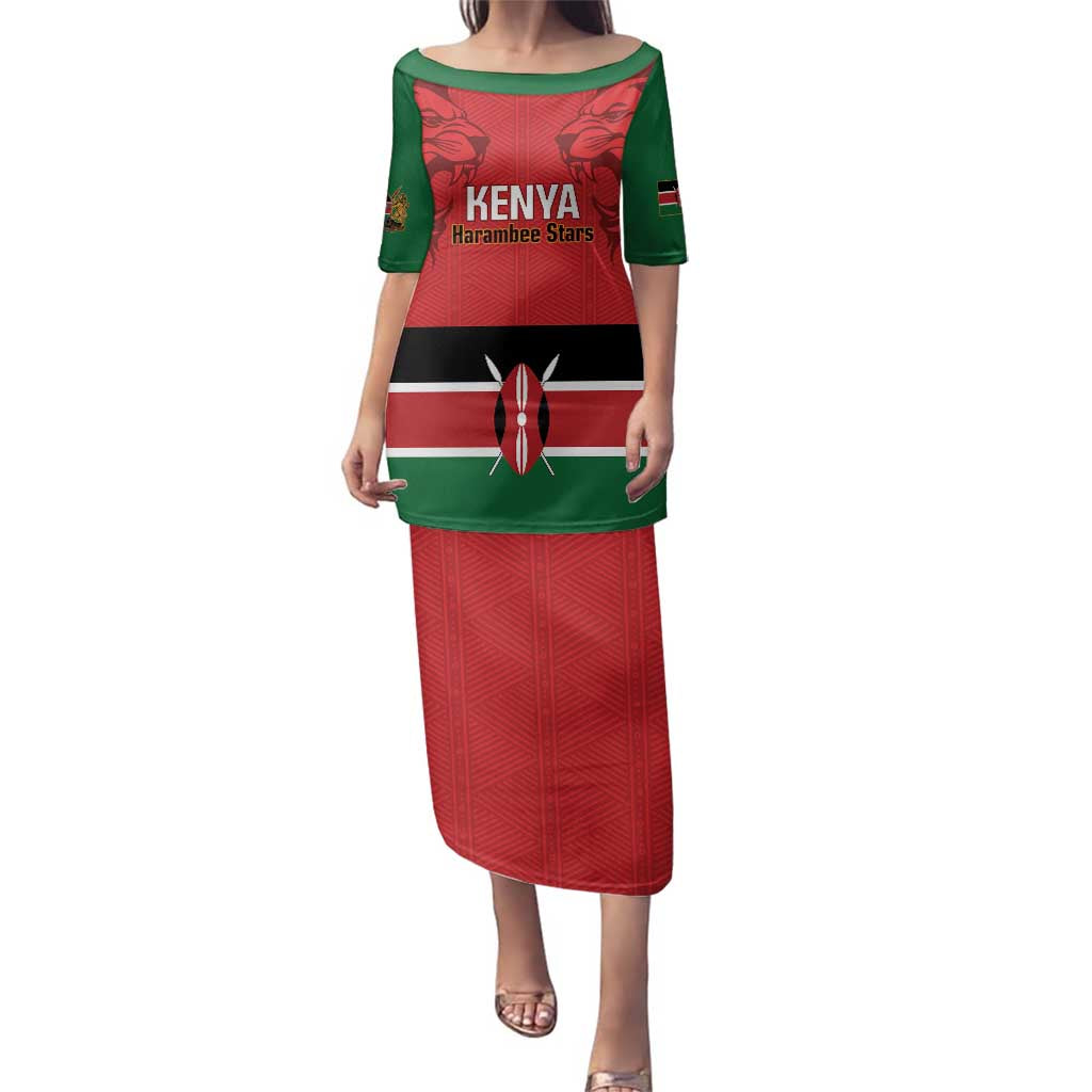 Custom Kenya Football Family Matching Puletasi and Hawaiian Shirt Come On Harambee Stars