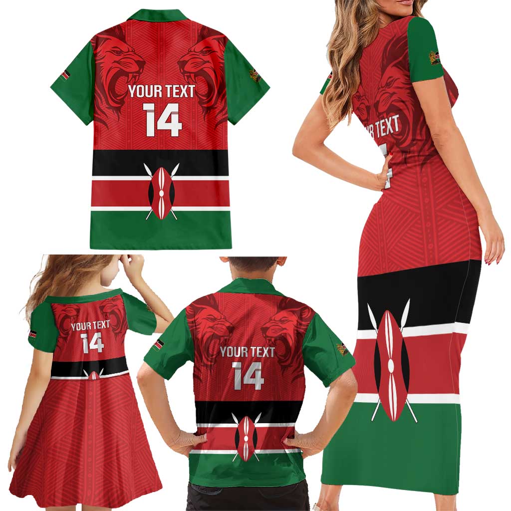 Custom Kenya Football Family Matching Short Sleeve Bodycon Dress and Hawaiian Shirt Come On Harambee Stars