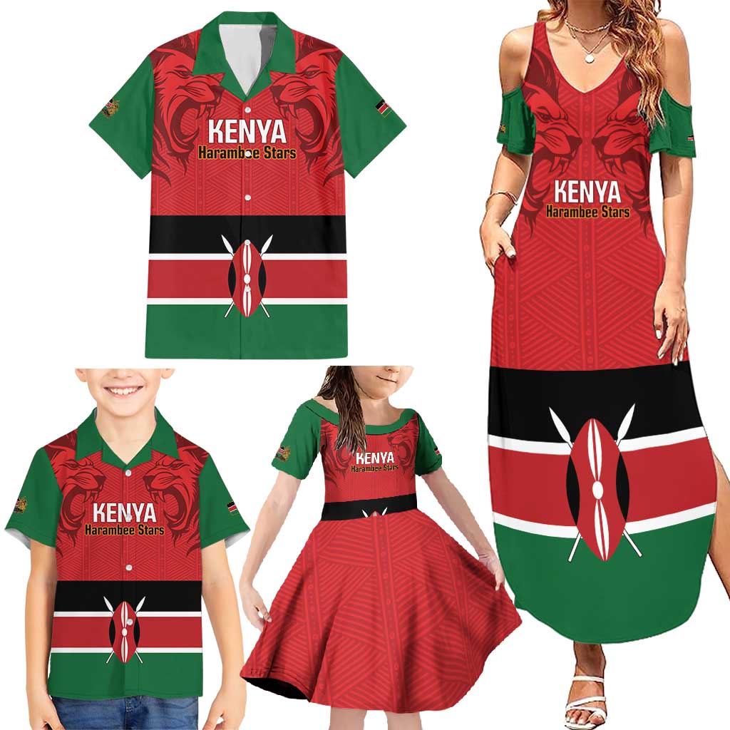 Custom Kenya Football Family Matching Summer Maxi Dress and Hawaiian Shirt Come On Harambee Stars