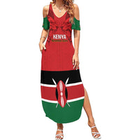 Custom Kenya Football Family Matching Summer Maxi Dress and Hawaiian Shirt Come On Harambee Stars