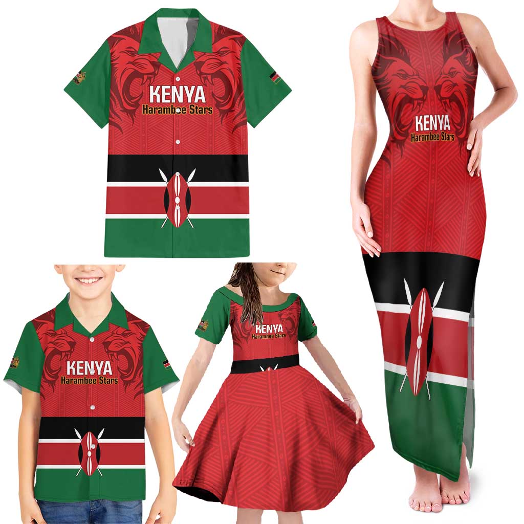 Custom Kenya Football Family Matching Tank Maxi Dress and Hawaiian Shirt Come On Harambee Stars