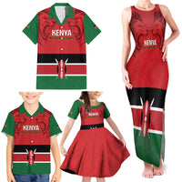 Custom Kenya Football Family Matching Tank Maxi Dress and Hawaiian Shirt Come On Harambee Stars