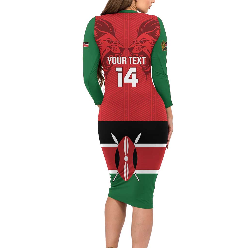 Custom Kenya Football Long Sleeve Bodycon Dress Come On Harambee Stars