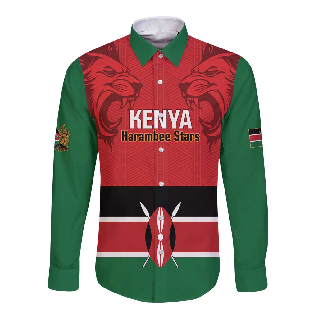 Custom Kenya Football Long Sleeve Button Shirt Come On Harambee Stars