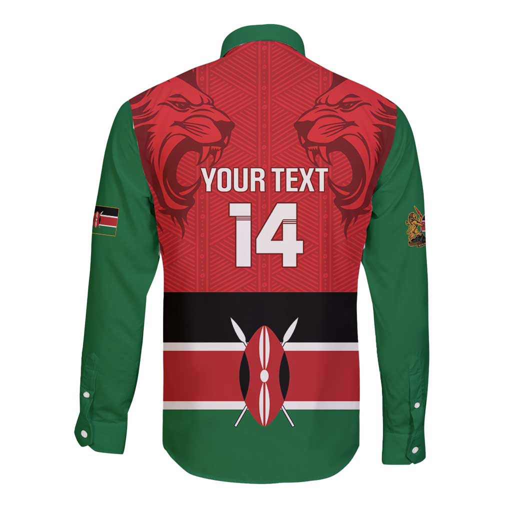 Custom Kenya Football Long Sleeve Button Shirt Come On Harambee Stars