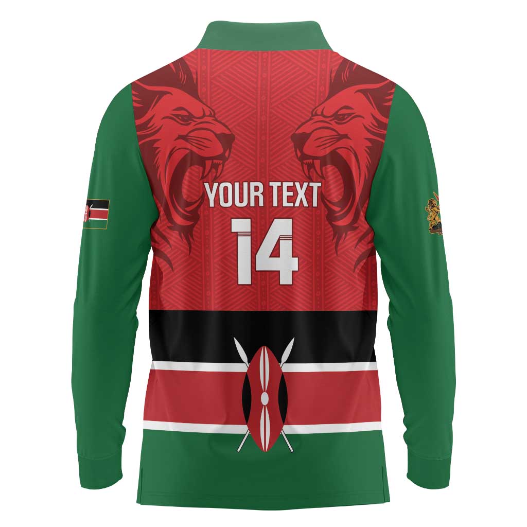 Custom Kenya Football Long Sleeve Polo Shirt Come On Harambee Stars