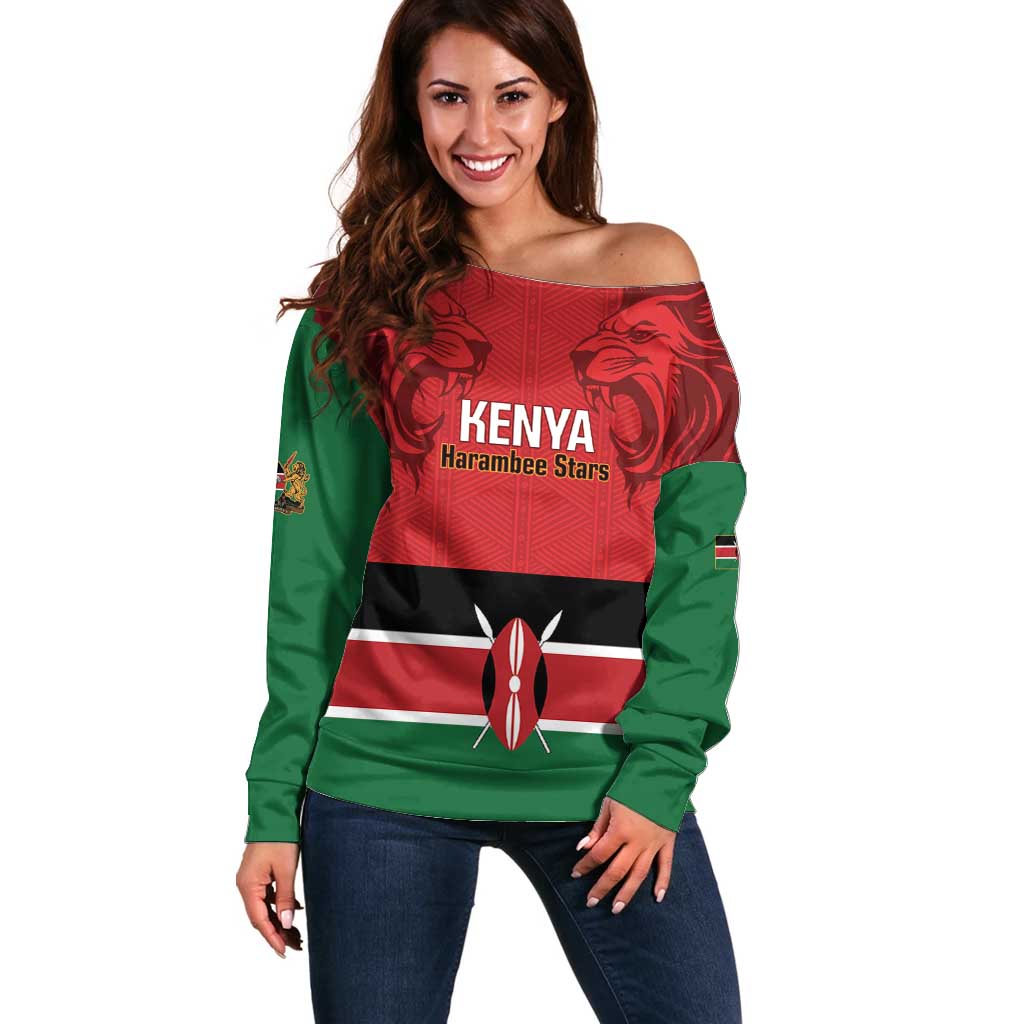 Custom Kenya Football Off Shoulder Sweater Come On Harambee Stars