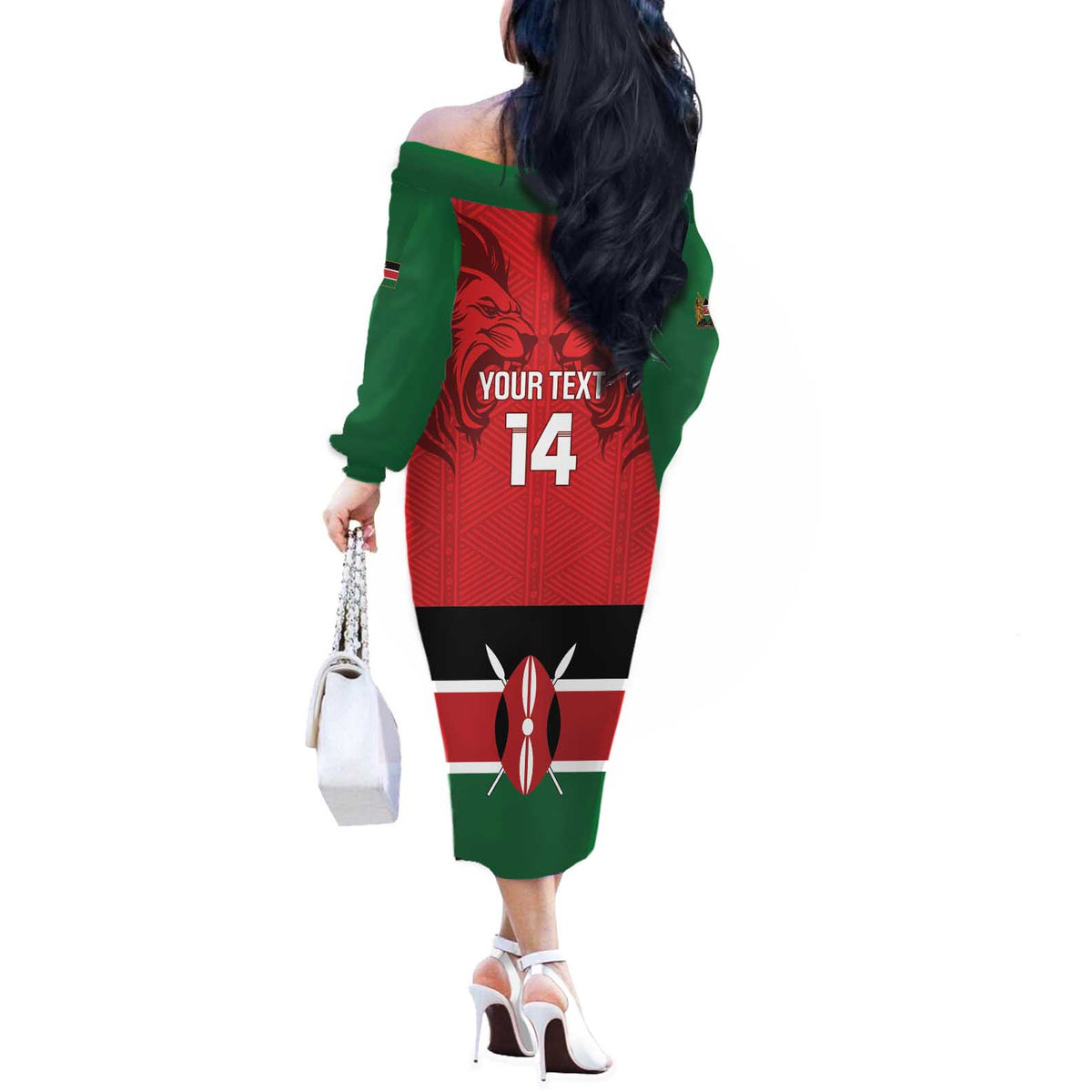 Custom Kenya Football Off The Shoulder Long Sleeve Dress Come On Harambee Stars