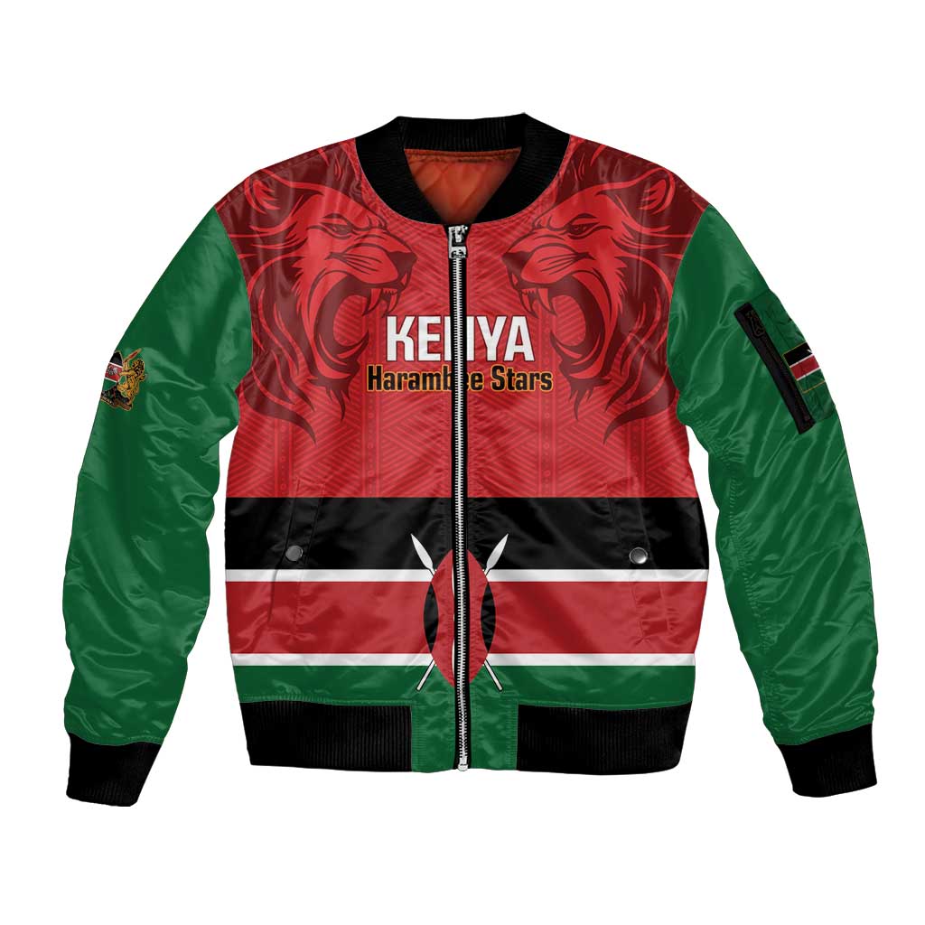 Custom Kenya Football Sleeve Zip Bomber Jacket Come On Harambee Stars