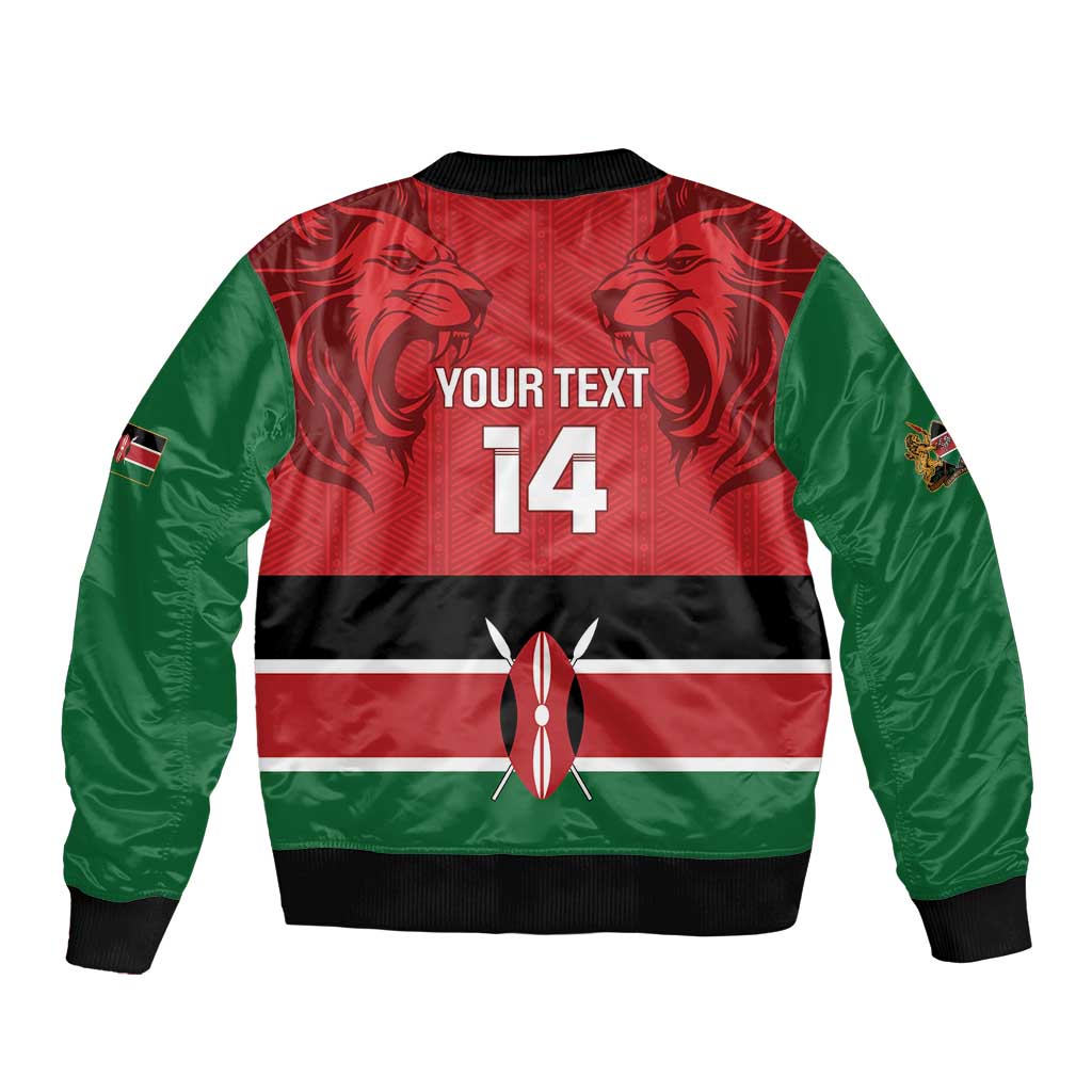 Custom Kenya Football Sleeve Zip Bomber Jacket Come On Harambee Stars
