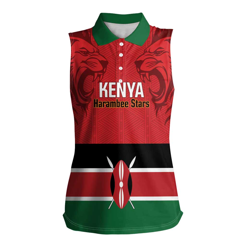 Custom Kenya Football Women Sleeveless Polo Shirt Come On Harambee Stars