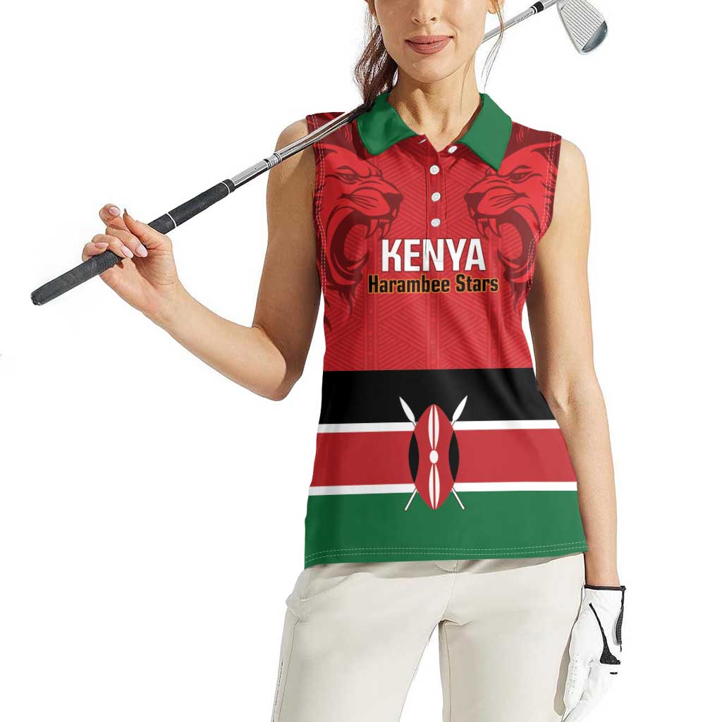 Custom Kenya Football Women Sleeveless Polo Shirt Come On Harambee Stars