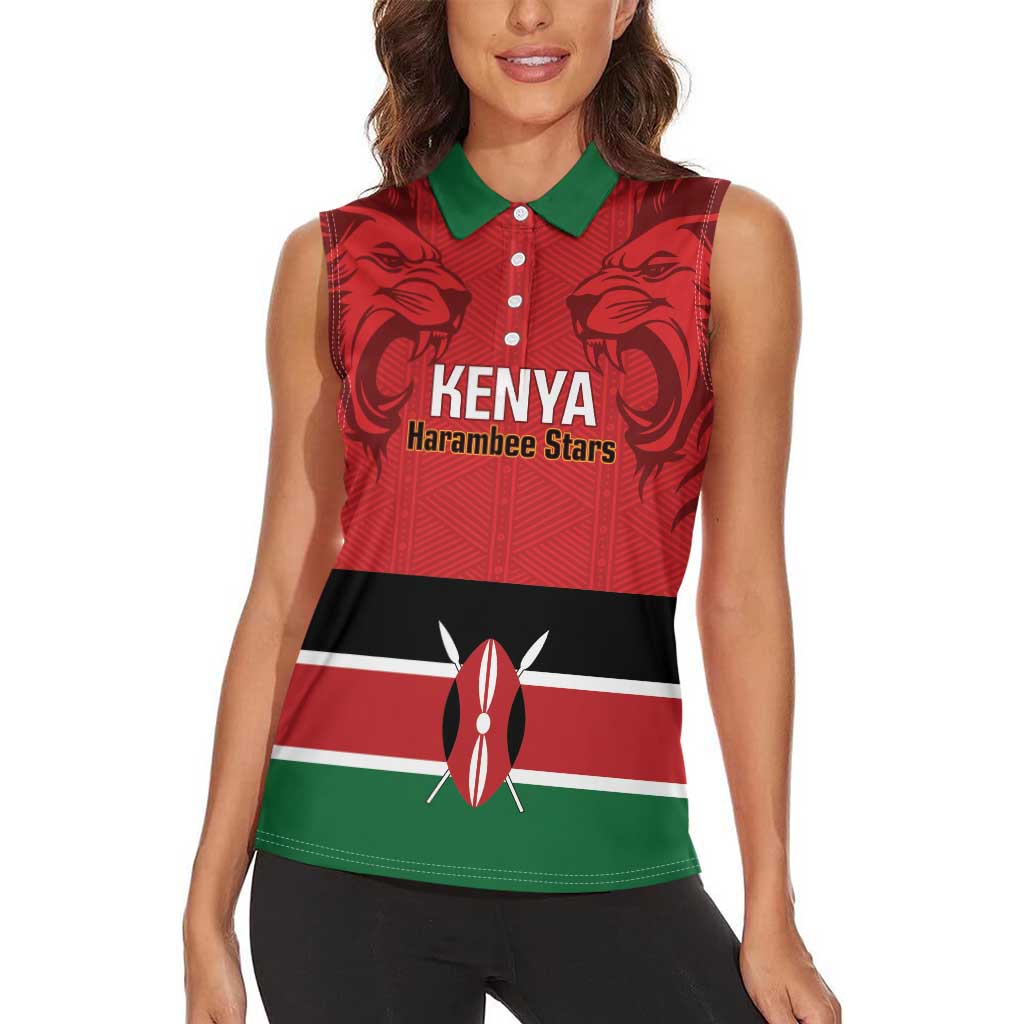 Custom Kenya Football Women Sleeveless Polo Shirt Come On Harambee Stars