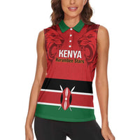 Custom Kenya Football Women Sleeveless Polo Shirt Come On Harambee Stars