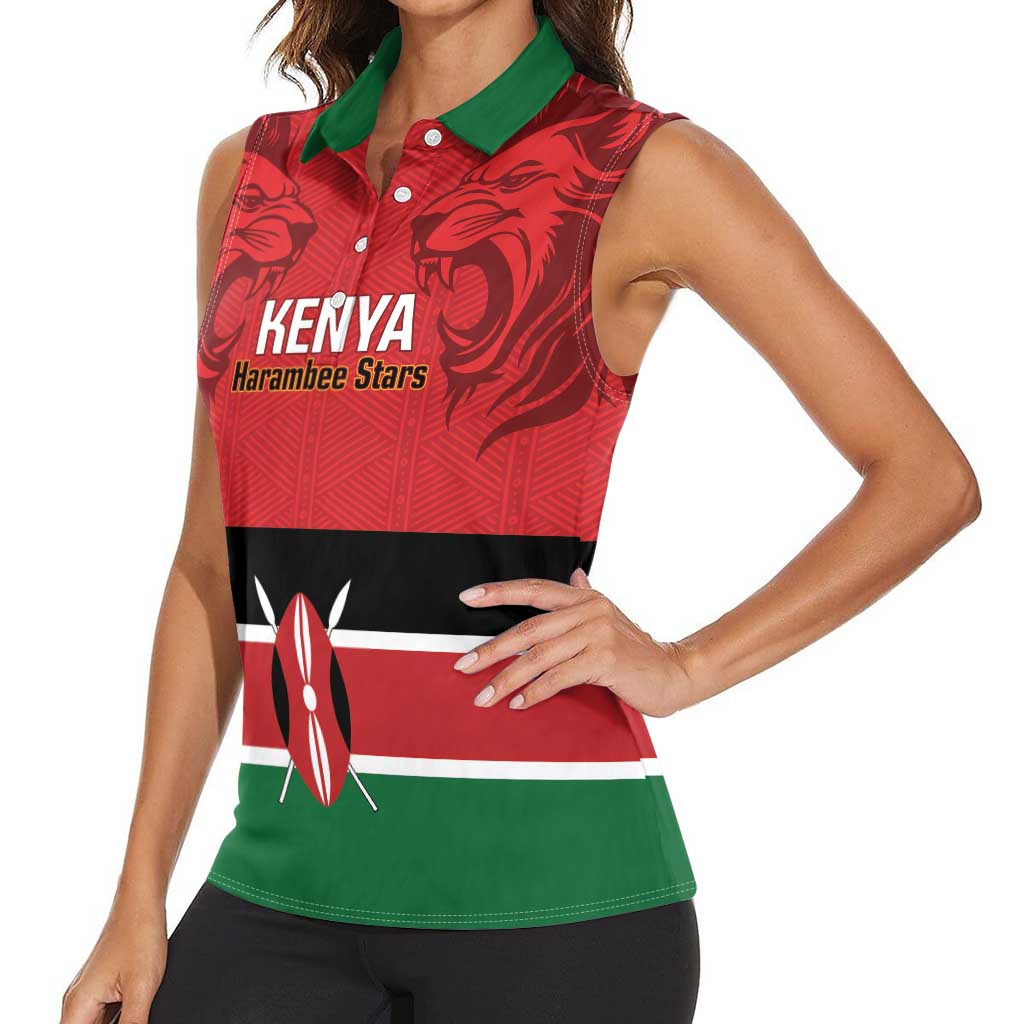 Custom Kenya Football Women Sleeveless Polo Shirt Come On Harambee Stars