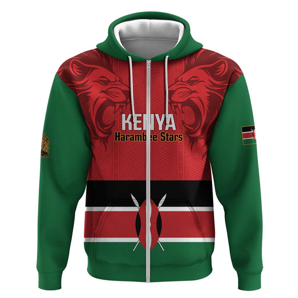 Custom Kenya Football Zip Hoodie Come On Harambee Stars
