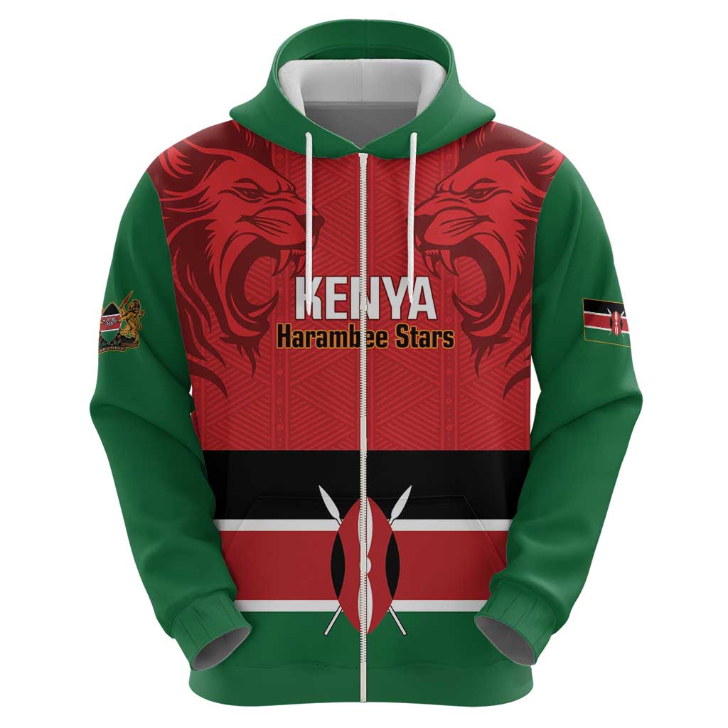Custom Kenya Football Zip Hoodie Come On Harambee Stars