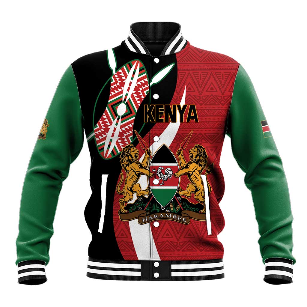 Custom Kenya Football Baseball Jacket Maasai Shield Coat Of Arms Style