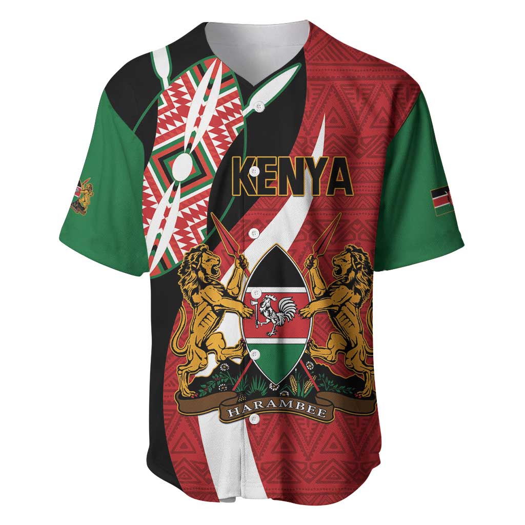 Custom Kenya Football Baseball Jersey Maasai Shield Coat Of Arms Style