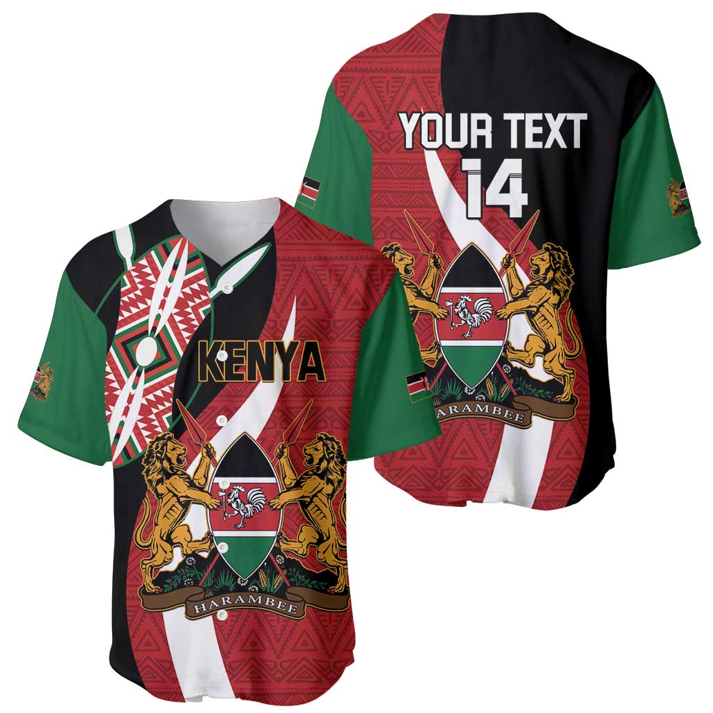 Custom Kenya Football Baseball Jersey Maasai Shield Coat Of Arms Style