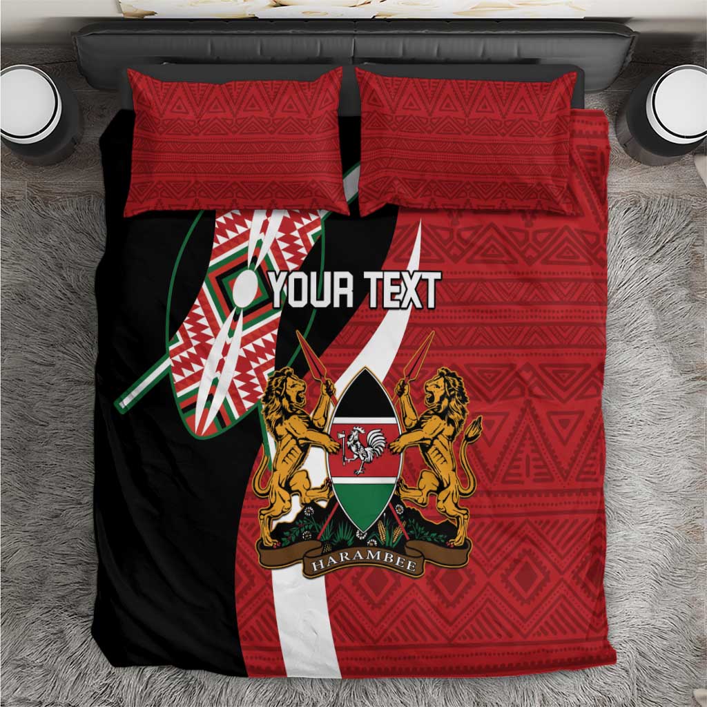 Custom Kenya Football Bedding Set Maasai Shield Coat Of Arms Style