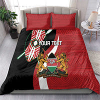 Custom Kenya Football Bedding Set Maasai Shield Coat Of Arms Style