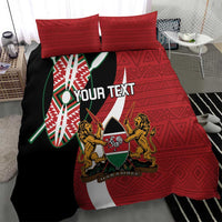 Custom Kenya Football Bedding Set Maasai Shield Coat Of Arms Style